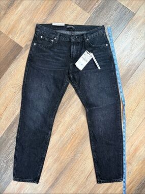 Zara Women’s Slim Boyfriend Jeans in Metallic Black Denim